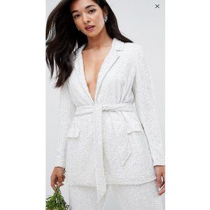 Sequin belted blazer